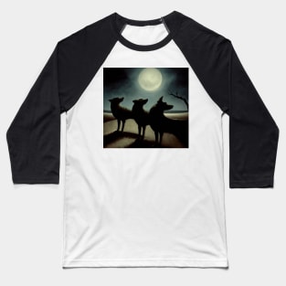 Dogs in the Moonlight Baseball T-Shirt